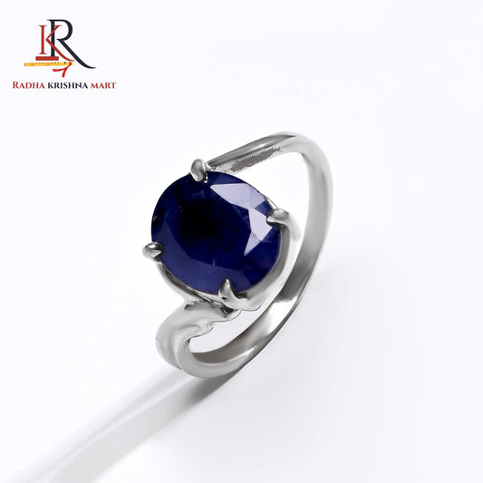Blue Sapphire ( Neelam ) Ring - 925 Silver