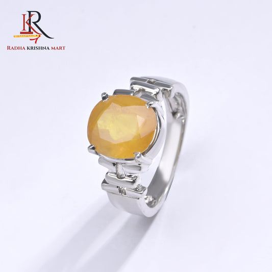 Yellow Sapphire (Pukhraj) Ring - 925 Silver