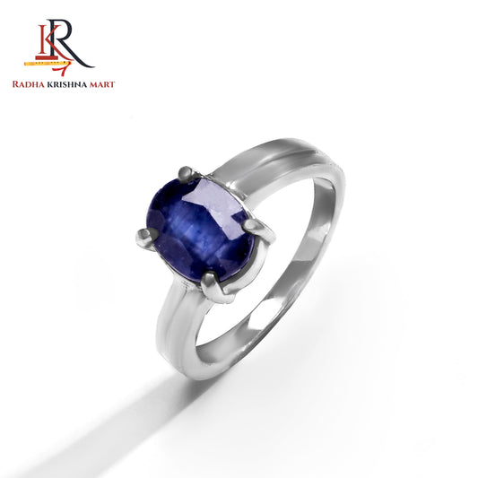 Blue Sapphire ( Neelam ) Ring - 925 Silver