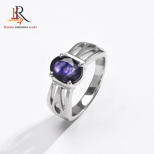 Blue Sapphire ( Neelam ) Ring - 925 Silver