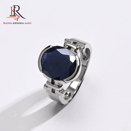 Blue Sapphire ( Neelam ) Ring - 925 Silver