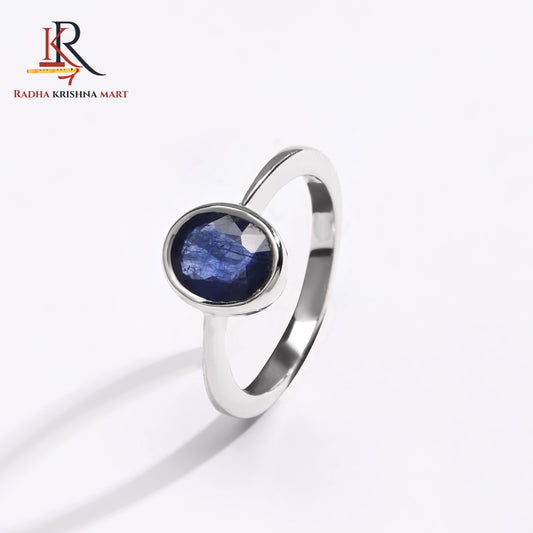 Blue Sapphire ( Neelam ) Ring - 925 Silver