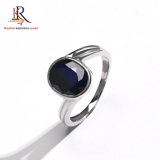 Blue Sapphire ( Neelam ) Ring - 925 Silver