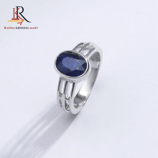 Blue Sapphire ( Neelam ) Ring - 925 Silver