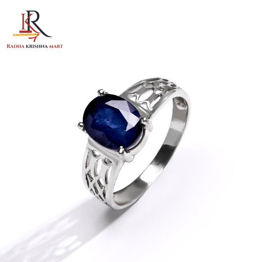 Blue Sapphire ( Neelam ) Ring - 925 Silver