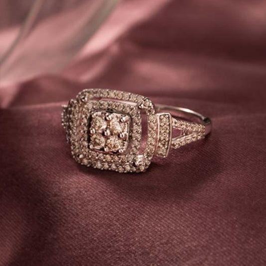 Two Row Square Diamond Ring