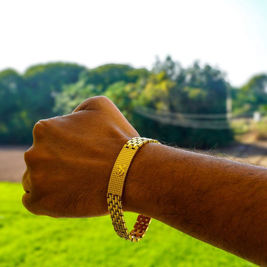 Gold Plated Sacred Grid Om Bracelet