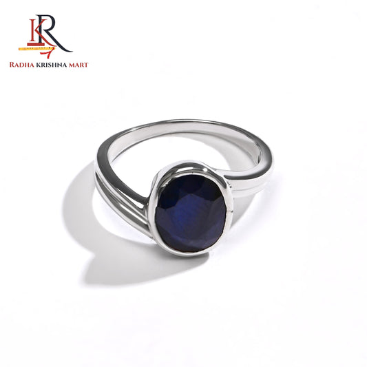 Blue Sapphire ( Neelam ) Ring - 925 Silver