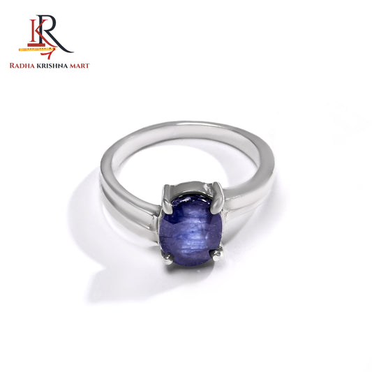 Blue Sapphire ( Neelam ) Ring - 925 Silver
