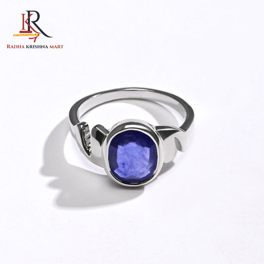 Blue Sapphire ( Neelam ) Ring - 925 Silver