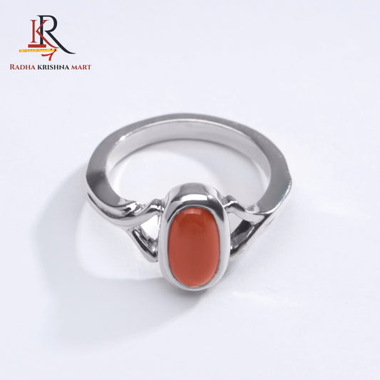 Red Coral (Moonga) Ring - 925 Silver