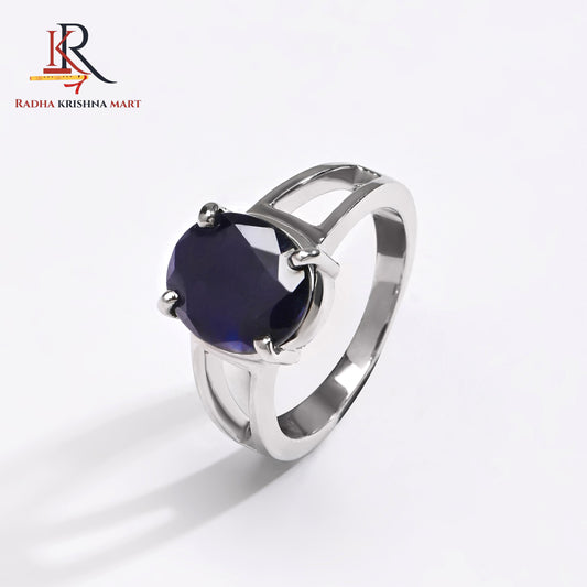 Blue Sapphire ( Neelam ) Ring - 925 Silver