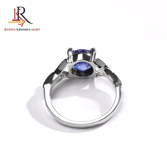 Blue Sapphire ( Neelam ) Ring - 925 Silver