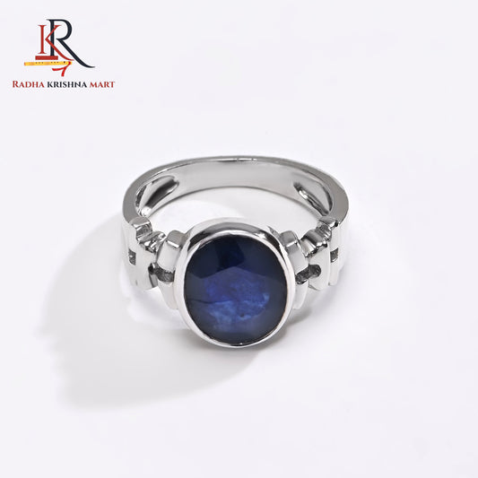 Blue Sapphire ( Neelam ) Ring - 925 Silver