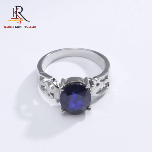 Blue Sapphire ( Neelam ) Ring - 925 Silver