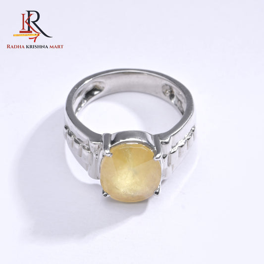 Yellow Sapphire (Pukhraj) Ring - 925 Silver
