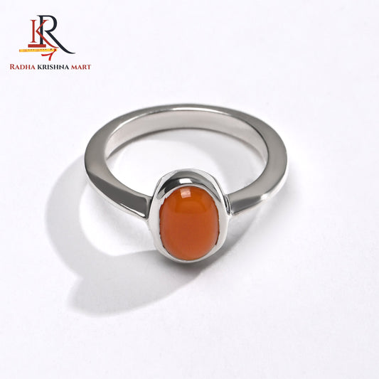 Red Coral (Moonga) Ring - 925 Silver