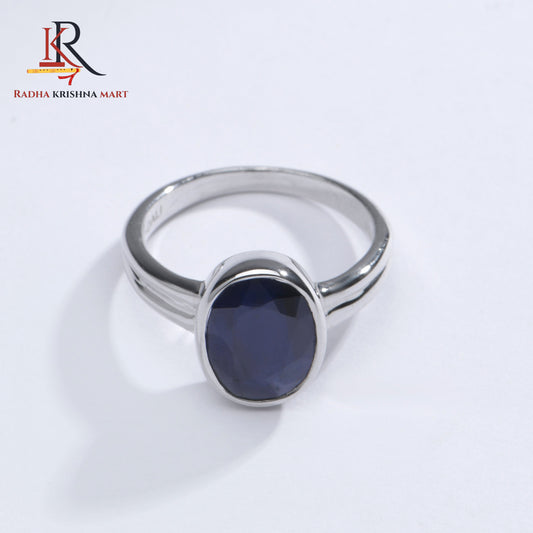 Blue Sapphire ( Neelam ) Ring - 925 Silver