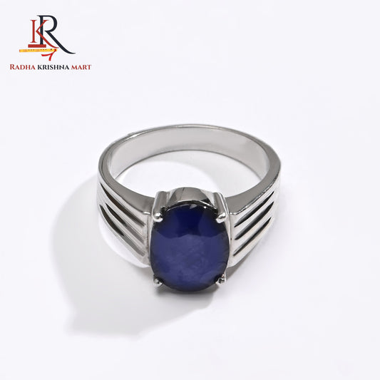 Blue Sapphire ( Neelam ) Ring - 925 Silver