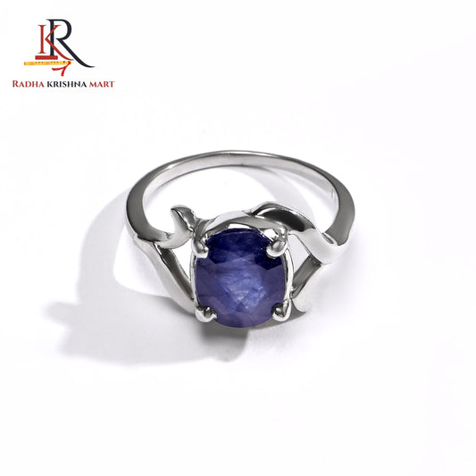 Blue Sapphire ( Neelam ) Ring - 925 Silver