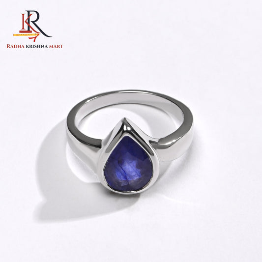 Blue Sapphire ( Neelam ) Ring - 925 Silver