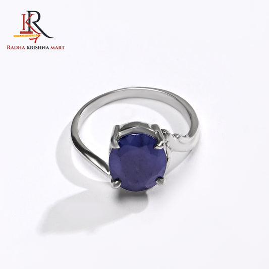 Blue Sapphire ( Neelam ) Ring - 925 Silver