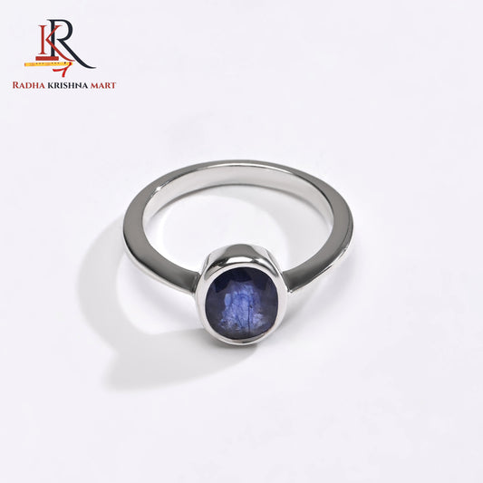 Blue Sapphire ( Neelam ) Ring - 925 Silver
