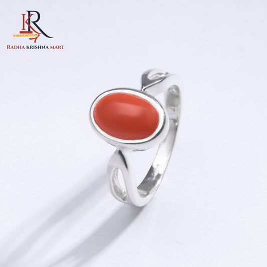 Red Coral (Moonga) Ring - 925 Silver
