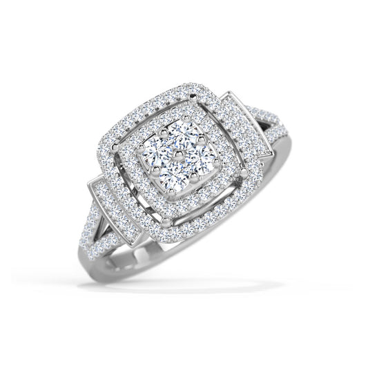 Two Row Square Diamond Ring