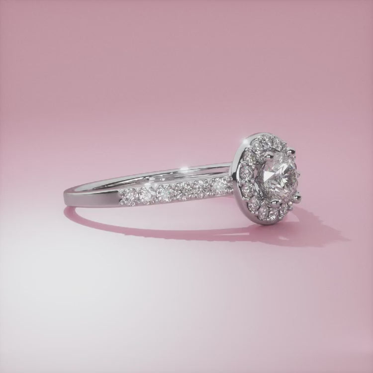Round Halo Solitaire Ring