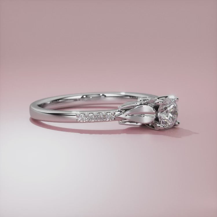 Skye Leaf Solitaire Ring